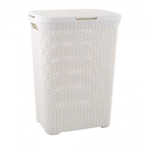 Cesto con tapa ropa sucia Natural Style 40L blanco 