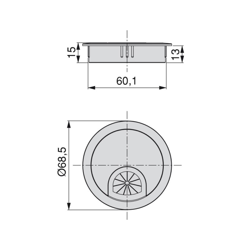 Emuca Lote de 8 tapas pasacables circulares, diámetro 60mm, para encas –  VicHome