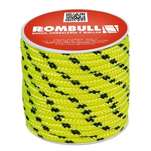 Carrete cuerda trenzada PES con alma 6mm amarillo fluor 15 ROMBULL