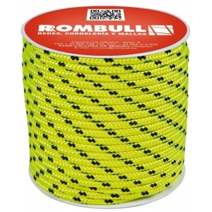 Carrete cuerda trenzada PES con alma 10mm amarillo fluo 25m ROMBULL