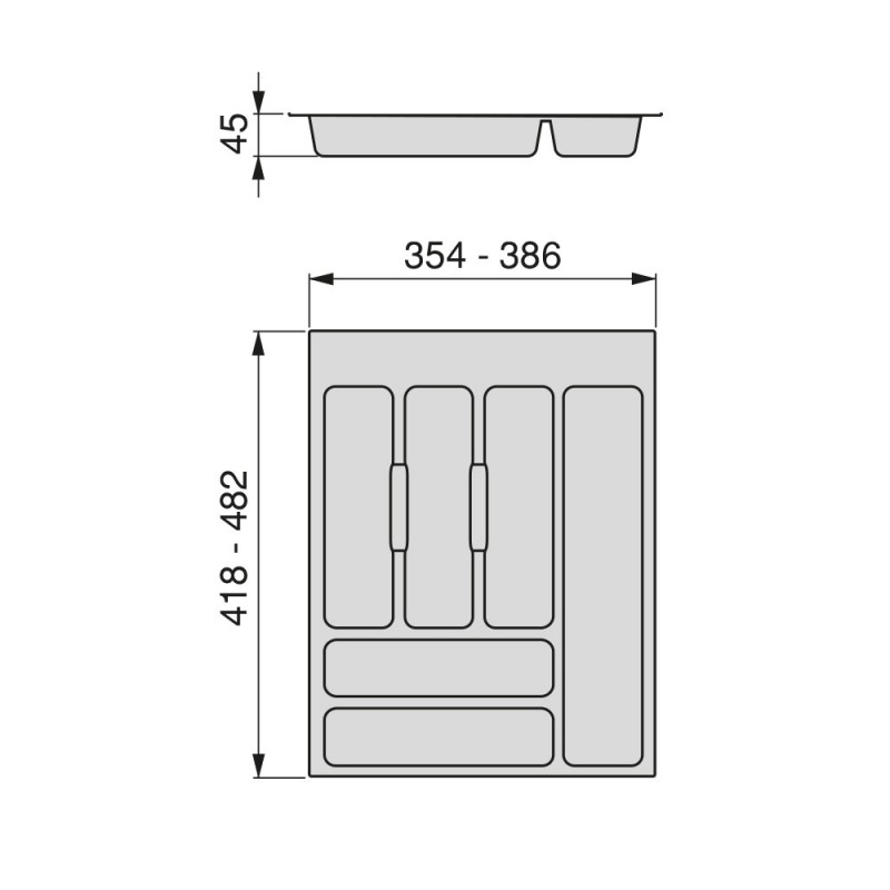 Emuca Cubertero para cajón de cocina, módulo 600 mm, Plástico, Gris -  Ferretería Campollano