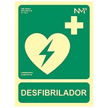 Señal Desfibrilador PVC 224x300 0,7mm  Tipo B homologada NORMALUZ