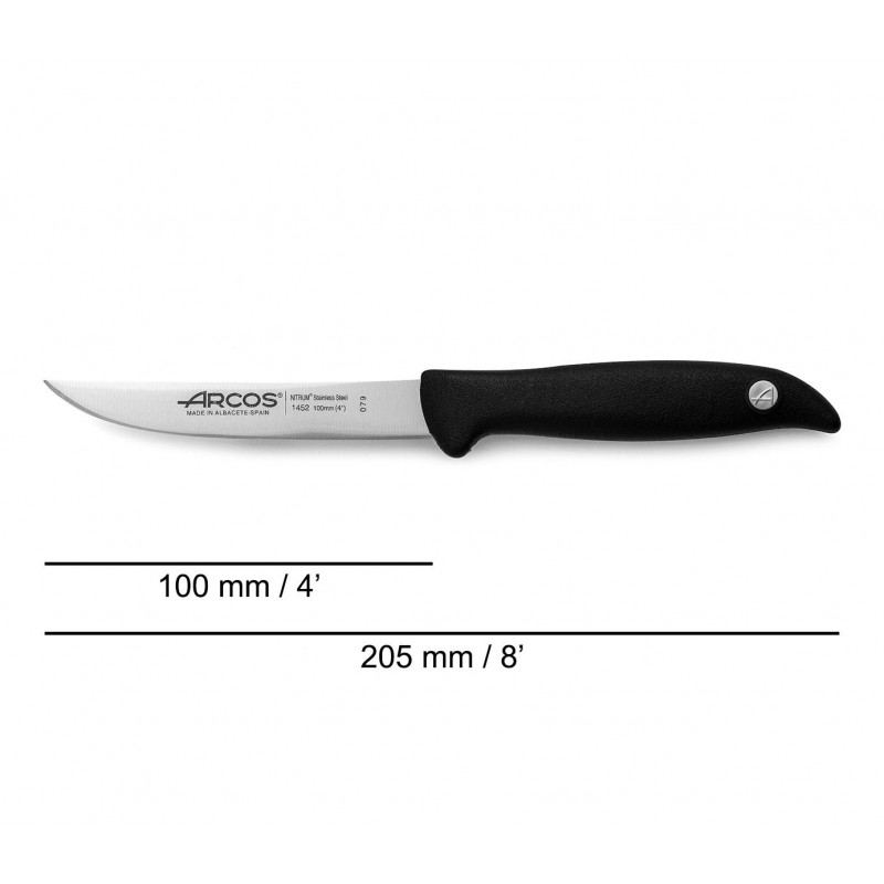 Cuchillo chuletero negro 110mm mango negro (12 unidades) ARCOS - Ferretería  Campollano