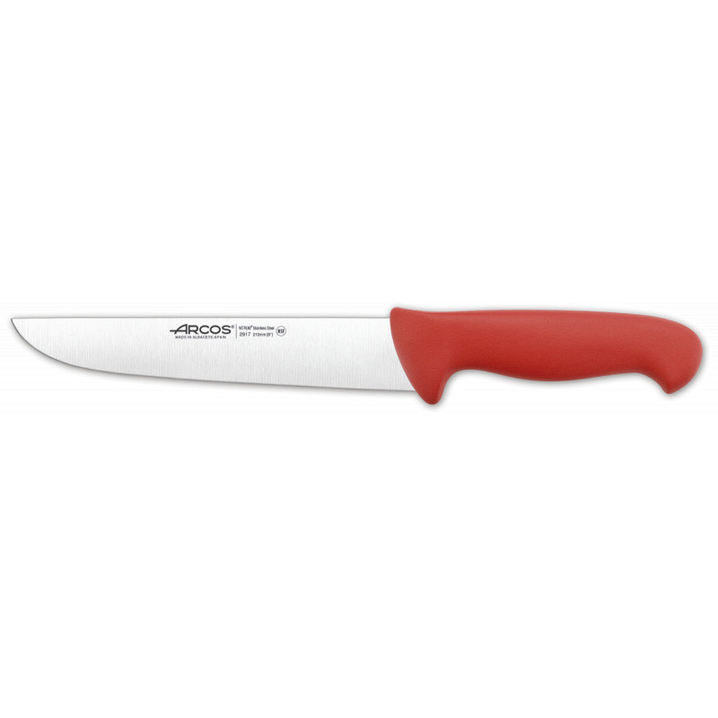 ARCOS Serie 2900 - Cuchillo Profesional Carnicero Ancho 20 cm Acero NITRUM.  Rojo