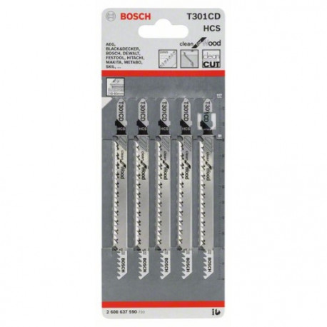 Hoja de sierra de calar T 301 CD (blister 5 uds) BOSCH