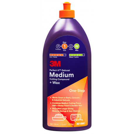 Pulimento Perfect-It corte medio + cera para gelcoat 946 ml (6 unidades) 3M